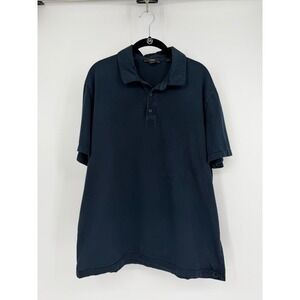 Vince Mens XL Navy Blue Short Sleeve Cotton Polo Shirt Made in USA RN106730